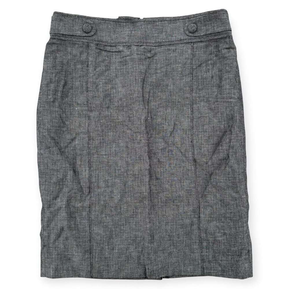 Banana Republic Gray Linen Cotton Pencil Skirt Womens 4 NWT Business Casual Zip